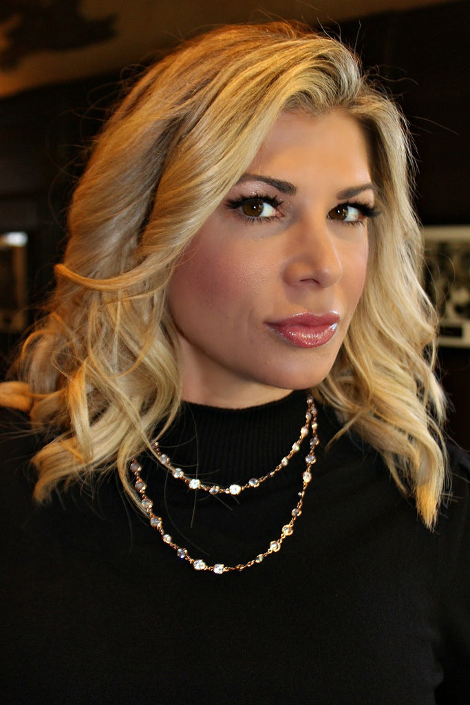 Alexis "Crystals by the Yard" Necklace in Rose Gold - Glitzy Bella