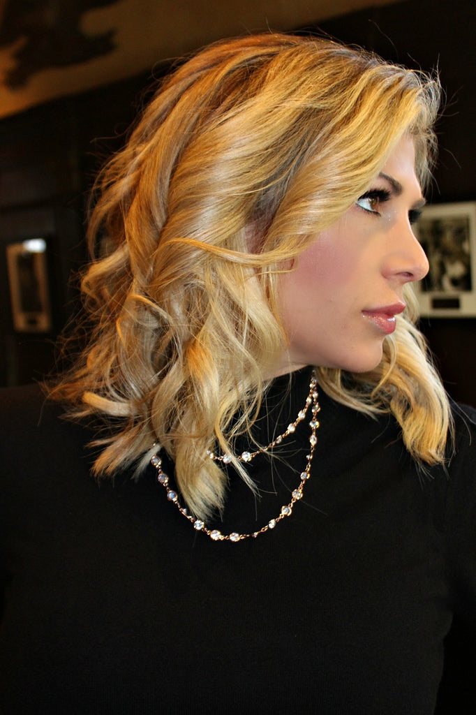 Alexis "Crystals by the Yard" Necklace in Rose Gold - Glitzy Bella