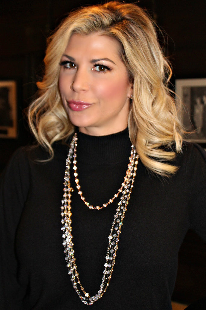 Alexis "Crystals by the Yard" Necklace in Hematite - Glitzy Bella