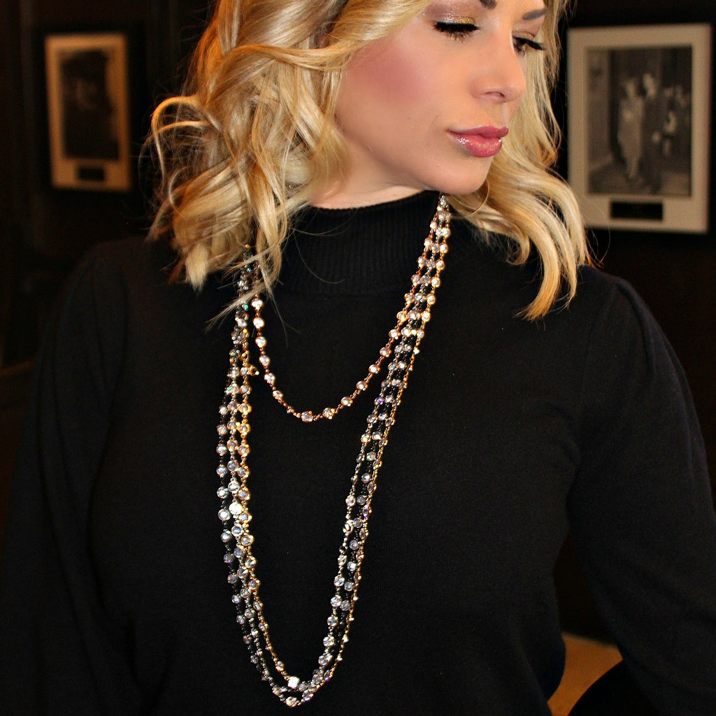 Alexis "Crystals by the Yard" Necklace in Rose Gold - Glitzy Bella