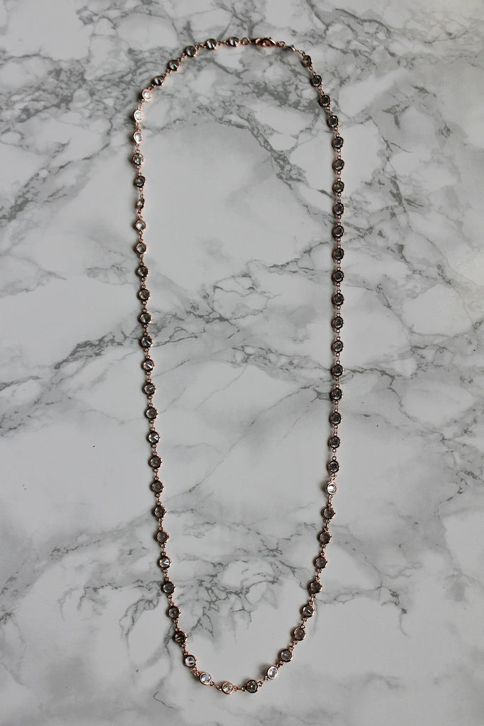 Alexis "Crystals by the Yard" Necklace in Rose Gold - Glitzy Bella