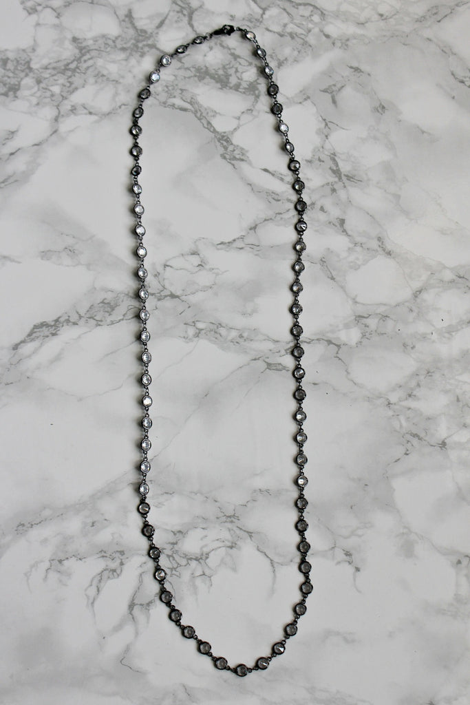 Alexis "Crystals by the Yard" Necklace in Hematite - Glitzy Bella