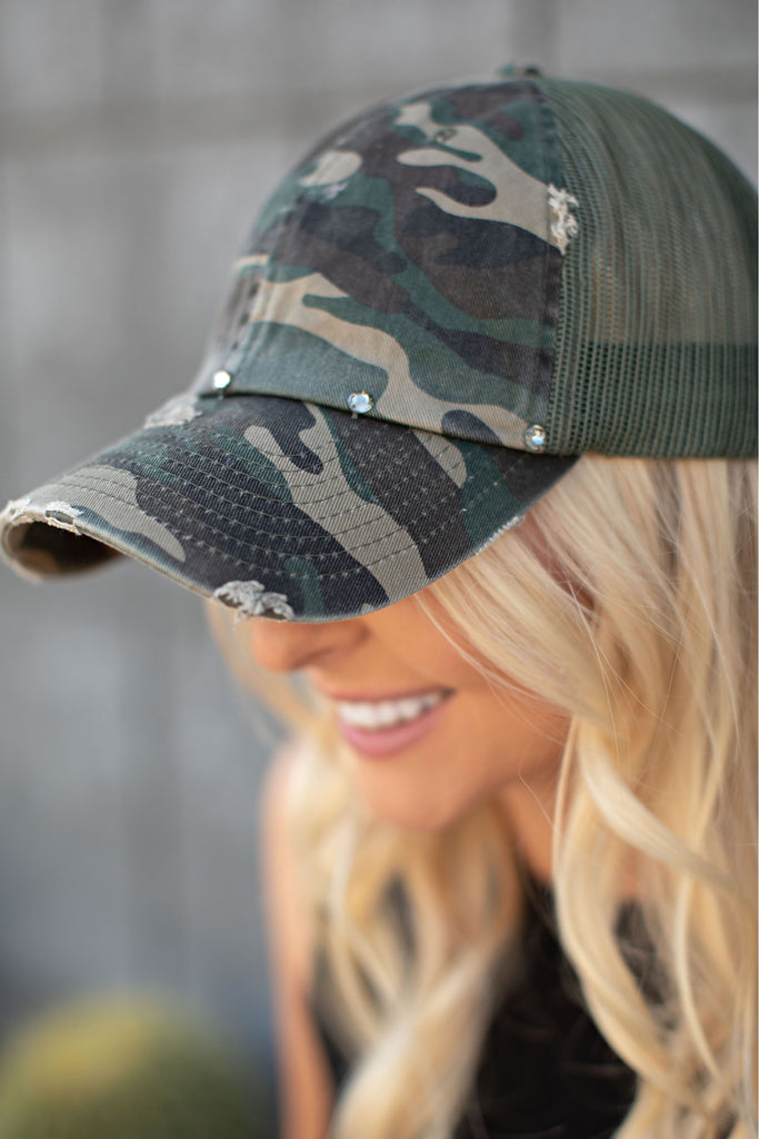 Camouflage Vintage Distressed Ball Cap