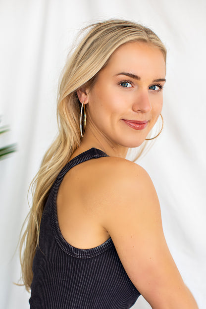 Crystal Hoop Earrings in Gold or Silver