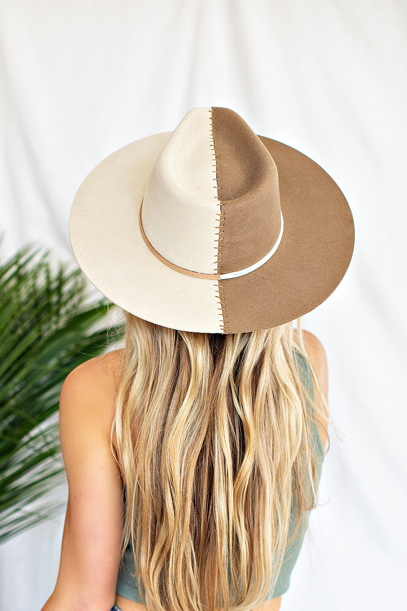 FINAL SALE Two Tone Australian Wool Hat Beige Taupe