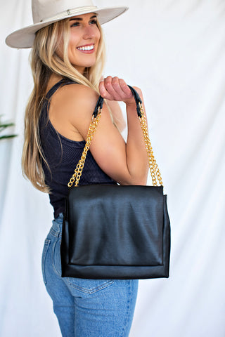 Kenzie Chain Handbag in Black