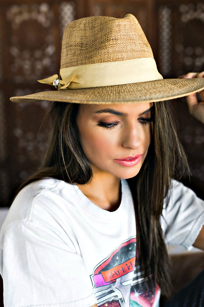 Janessa Panama Hat in Natural - Glitzy Bella