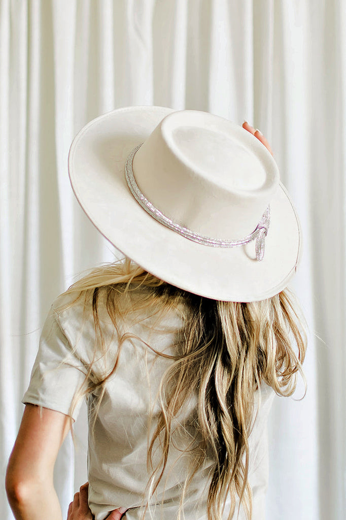 The St. John Crystal Banded Suede Hat