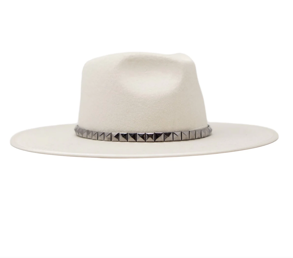 NEW!! The "Billie" Wool Panama Hat in White with Studded Trim