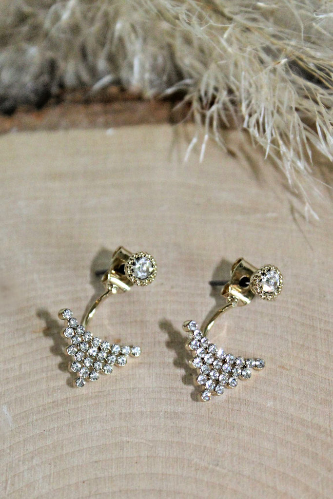 ADORNIA Pave Swarovski Crystal Star Front  Back Draped Chain Stud Earrings   ShopStyle