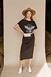 “Freebird Eagle” Graphic T-Shirt Dress in Washed Black