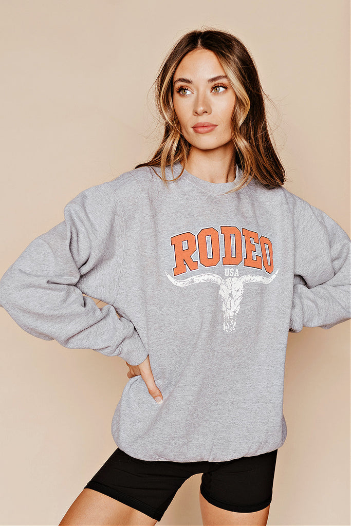 "RODEO" Sweatshirt in Heather Grey