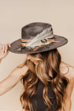 GB ORIGINAL: The Navajo Feather Banded Suede Hat in Grey