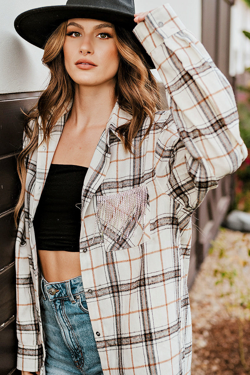 AS SEEN ON WHITNEY RIFE!! Flannel in Bone White in 2 Styles