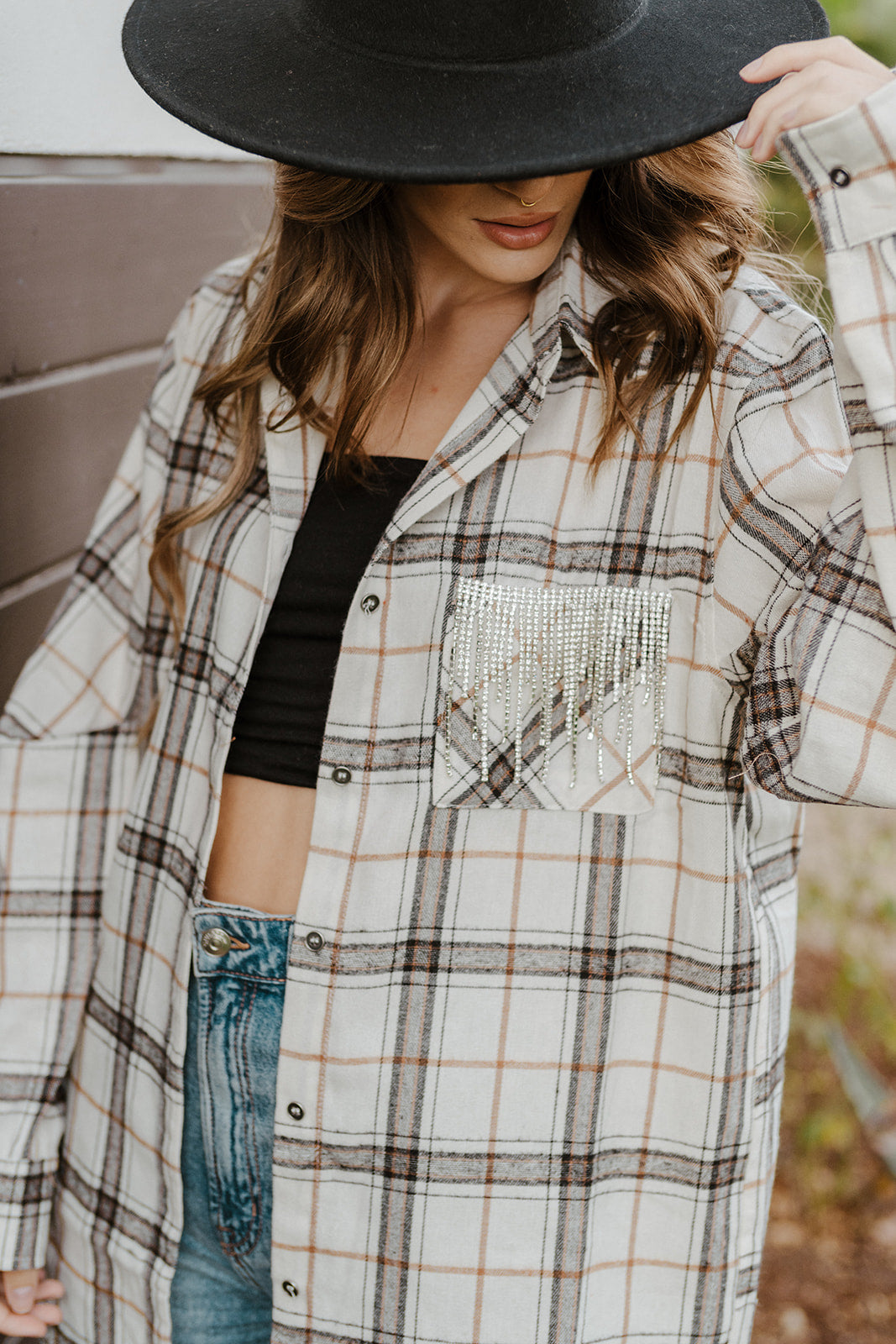 AS SEEN ON WHITNEY RIFE!! Flannel in Bone White in 2 Styles