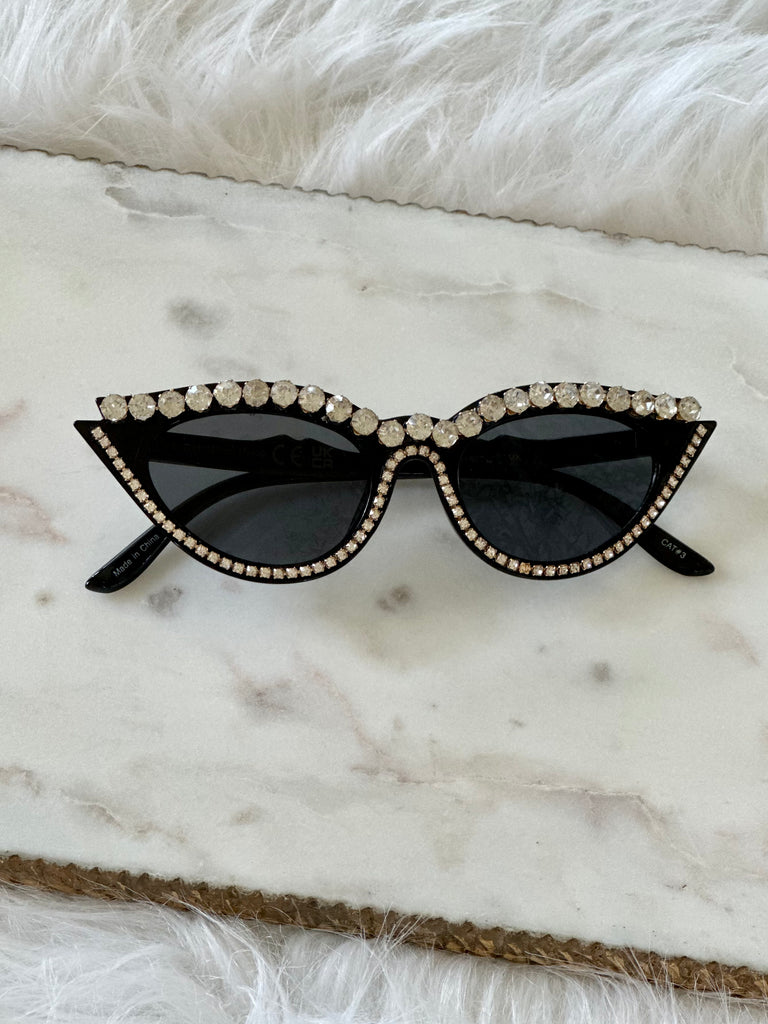 Rhinestone cat top eye sunglasses