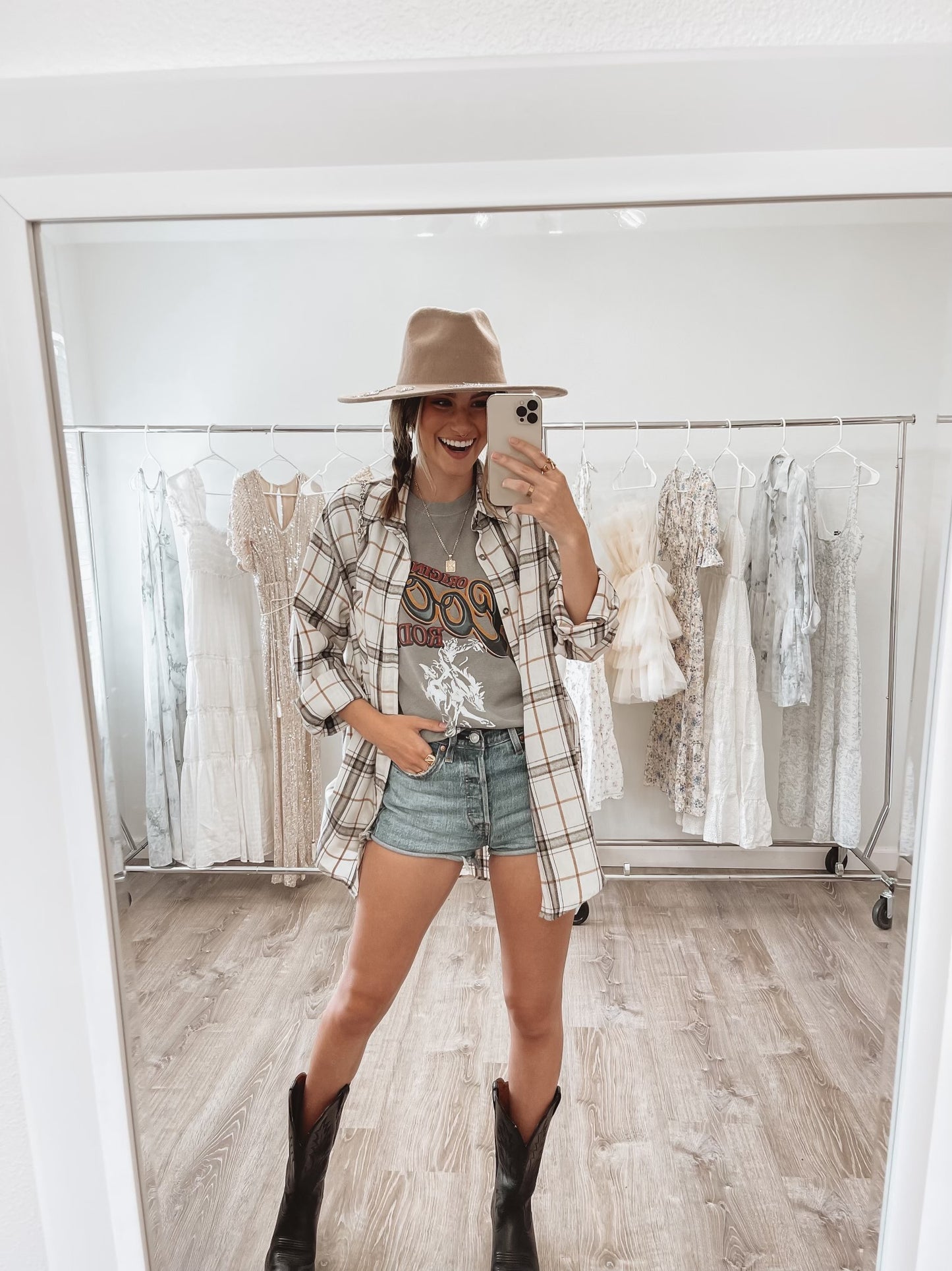 AS SEEN ON WHITNEY RIFE!! Flannel in Bone White in 2 Styles