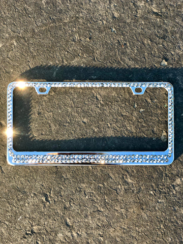 2 Row Swarovski Crystallized License Plate Frame - Glitzy Bella
