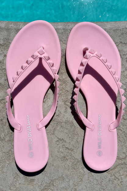 FINAL SALE!! Chic Pyramid Stud Sandal in Pink