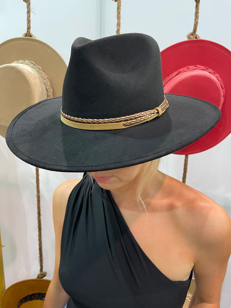 NEW!! The "Joshua" Faux Suede Panama Hat in Black