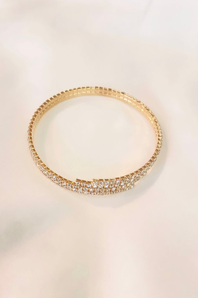 Crystal Pave Bracelet w/ Gold Setting
