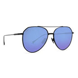 NEW!!  DIFF "Dash" Matte Black w/ Blue Mirror Aviator Sunglasses