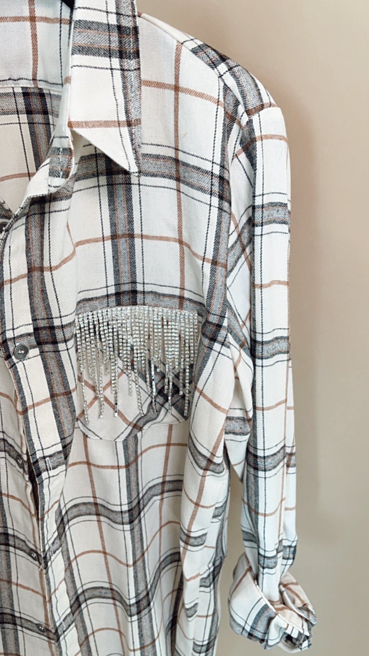 AS SEEN ON WHITNEY RIFE!! Flannel in Bone White in 2 Styles