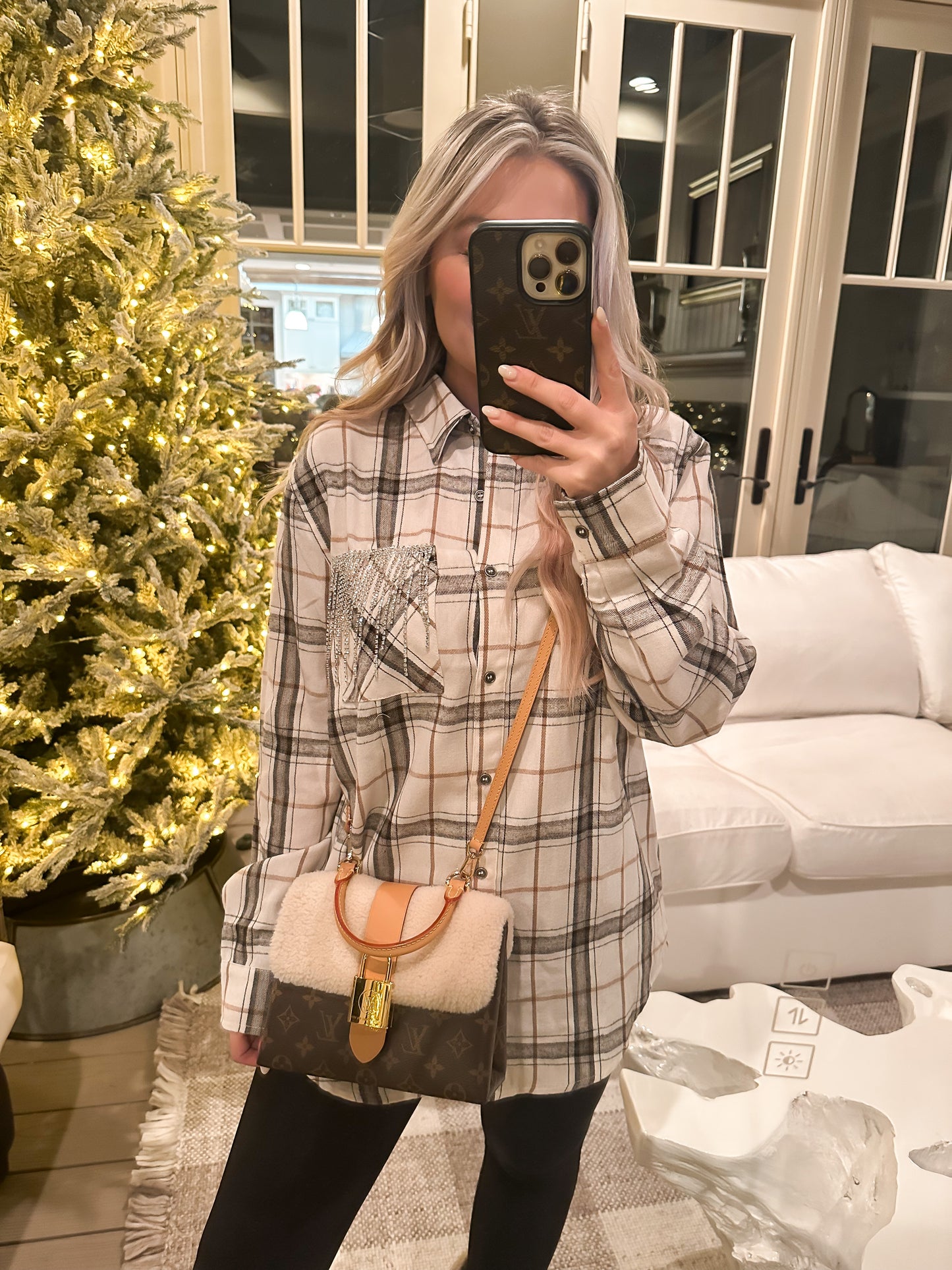 AS SEEN ON WHITNEY RIFE!! Flannel in Bone White in 2 Styles