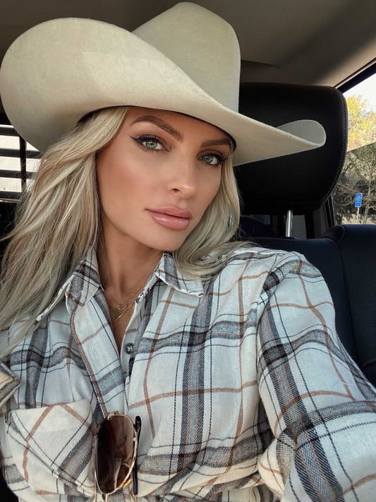 AS SEEN ON WHITNEY RIFE!! Flannel in Bone White in 2 Styles (6152246984892)
