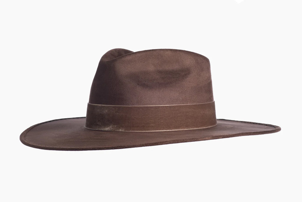 NEW!! The Luna Banded Suede Hat in Espresso Brown